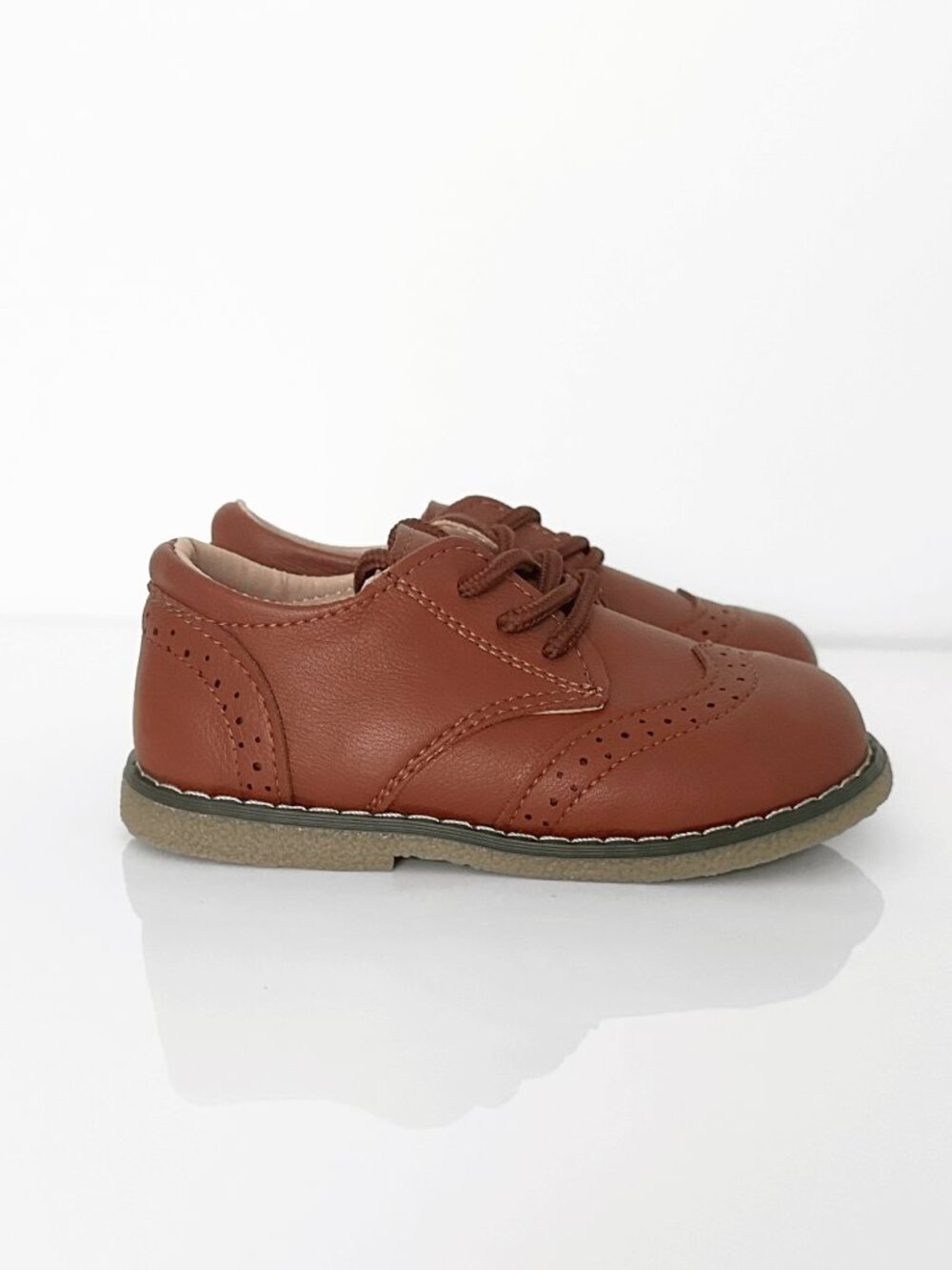 NWT Handsome Boys Classic Oxfords Baby Toddler Kids Children's Shoes Brown 7 - Picture 2 of 3
